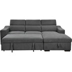 Roomfitters 103 Canapé sectionnel convertible avec méridienne de rangement, appuie-têtes réglables, canapé d'angle en L avec fonction couchage, gris foncé
