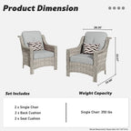 HOOOWOOO Ensemble de 2 chaises de patio extérieures en osier et rotin à dossier haut