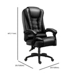 Chaise de bureau pivotante ergonomique en cuir noir avec repose-pieds