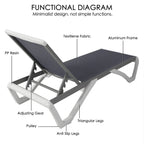 Kozyard Alan Chaise longue de patio inclinable et réglable, entièrement plate, en aluminium et résine de polypropylène