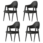 Chaise de salle à manger moderne en cuir à dossier ouvert et incurvé avec accoudoirs