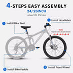 VTT Okak 26 pouces avec freins à disque, vélo adulte 21 vitesses avec cadre durable et double amortissement arrière, vélo pour le cyclisme sur route en ville