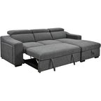 Roomfitters 103 Canapé sectionnel convertible avec méridienne de rangement, appuie-têtes réglables, canapé d'angle en L avec fonction couchage, gris foncé