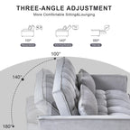 Causeuse futon moderne en velours avec dossier inclinable et poches, 2 places ??Gris foncé / Gris clair / Bleu / Noir