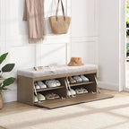 Banc à chaussures Meuble de rangement pour chaussures d'entrée Ottomane de rangement avec coussin rembourré et portes doubles pour l'entrée