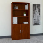 Bibliothèque à 5 étagères de 36 po avec portes – Meuble de rangement de bureau fermé pour la maison ou le commerce