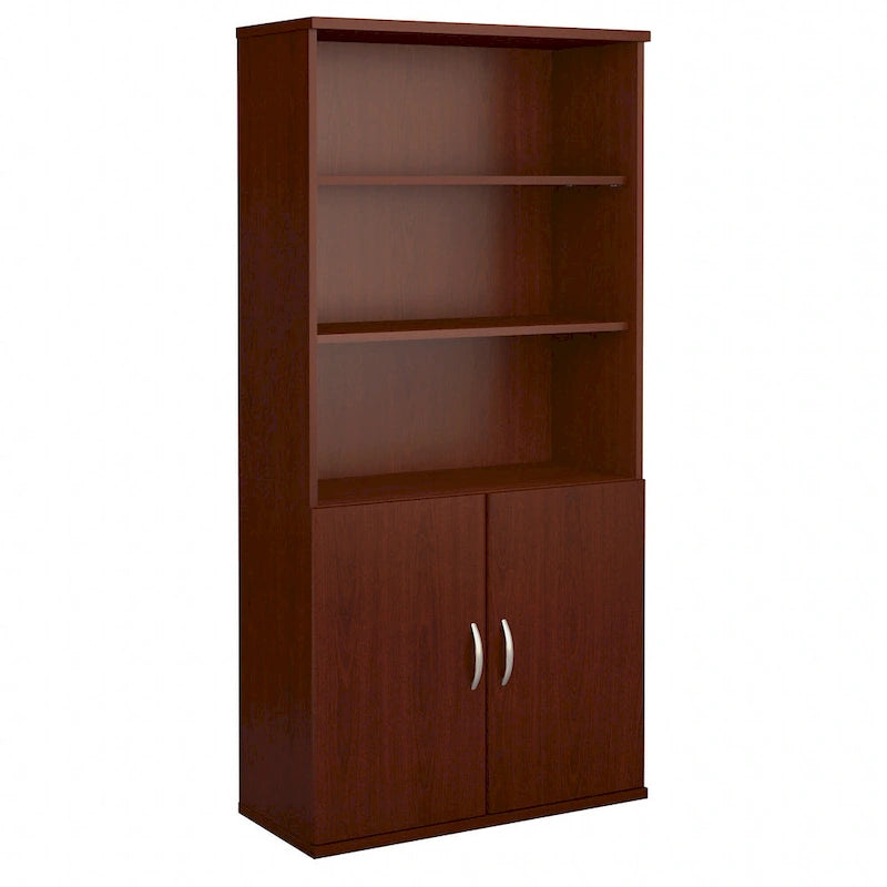 Bibliothèque à 5 étagères de 36 po avec portes – Meuble de rangement de bureau fermé pour la maison ou le commerce