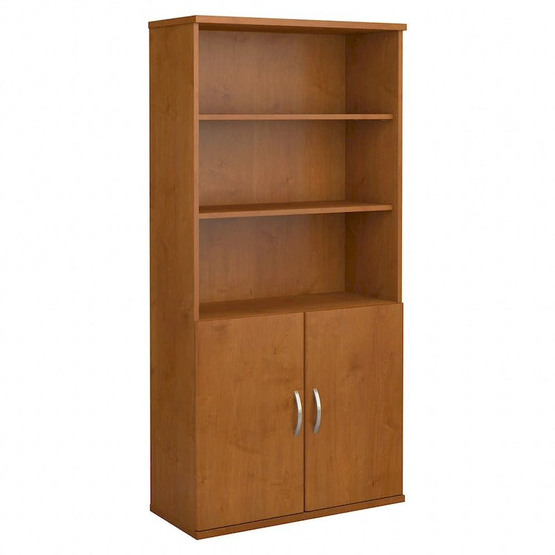 Bibliothèque à 5 étagères de 36 po avec portes – Meuble de rangement de bureau fermé pour la maison ou le commerce
