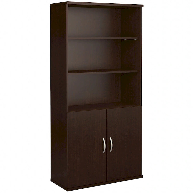 Bibliothèque à 5 étagères de 36 po avec portes – Meuble de rangement de bureau fermé pour la maison ou le commerce