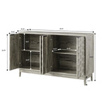 Buffet moderne, buffet avec rangement, armoire de rangement avec 4 portes à motifs losanges en relief