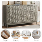 Buffet moderne, buffet avec rangement, armoire de rangement avec 4 portes à motifs losanges en relief