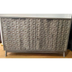 Buffet moderne, buffet avec rangement, armoire de rangement avec 4 portes à motifs losanges en relief
