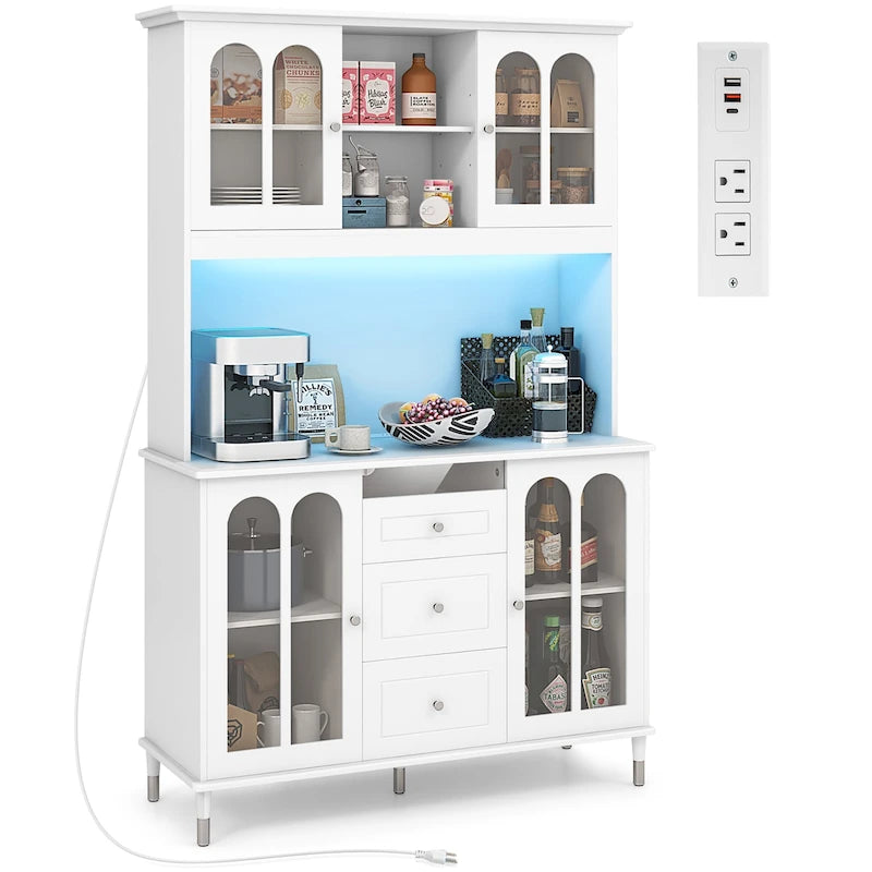 Meuble de rangement de cuisine de 185 cm de haut – Armoire autoportante avec étagères réglables