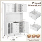 Meuble de rangement de cuisine de 185 cm de haut – Armoire autoportante avec étagères réglables