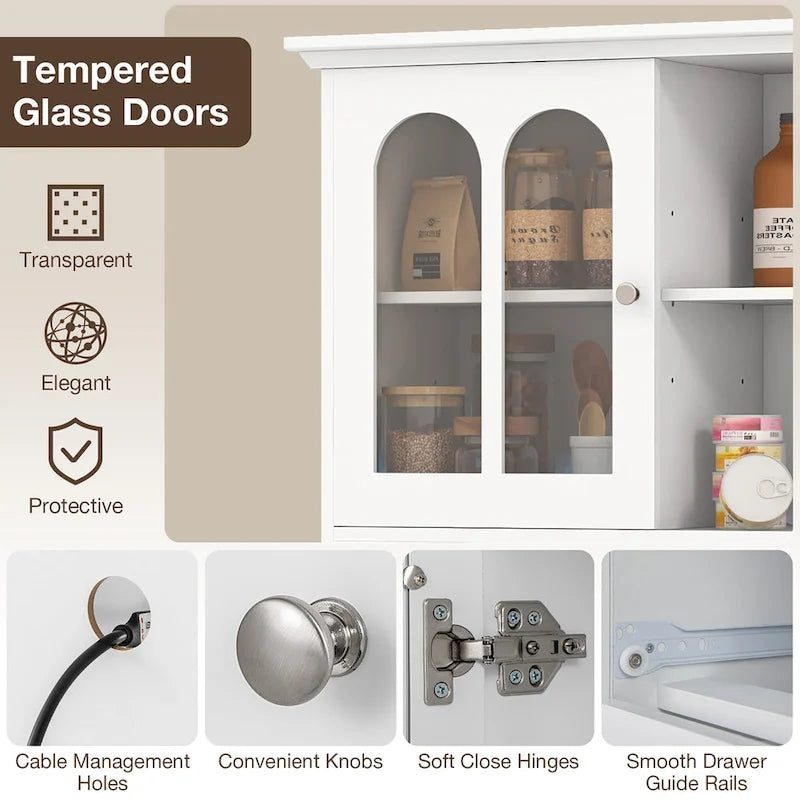 Meuble de rangement de cuisine de 185 cm de haut – Armoire autoportante avec étagères réglables