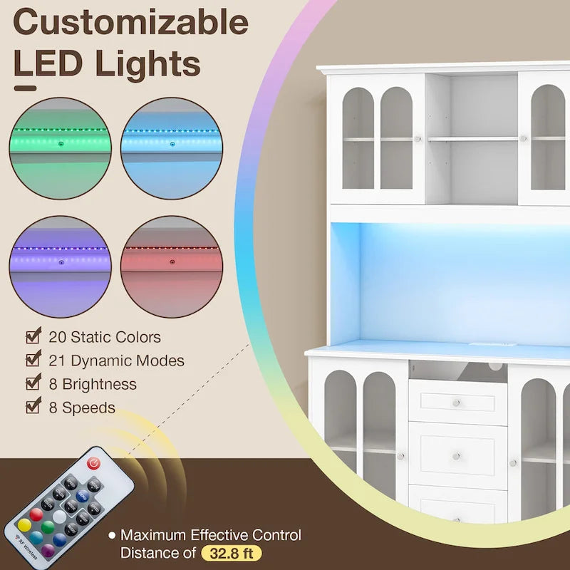 Meuble de rangement de cuisine de 185 cm de haut – Armoire autoportante avec étagères réglables