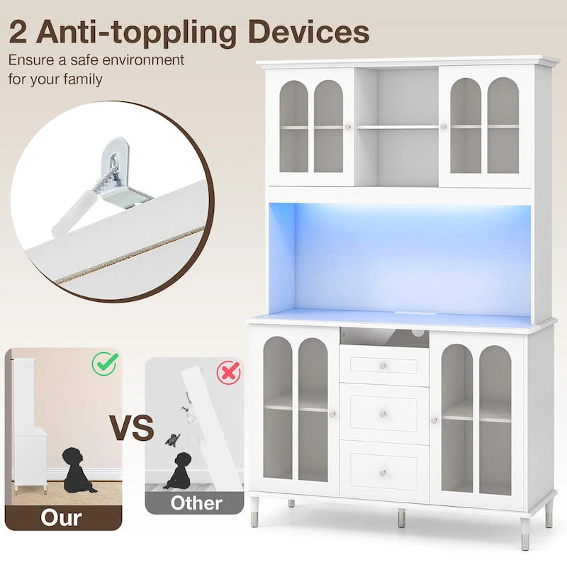 Meuble de rangement de cuisine de 185 cm de haut – Armoire autoportante avec étagères réglables