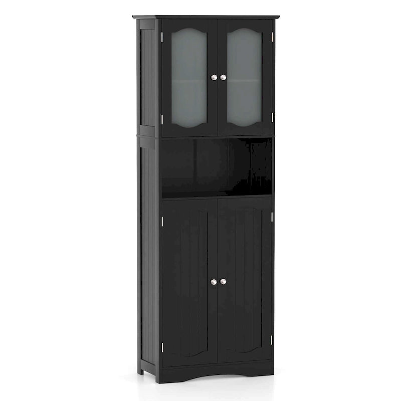 Meuble de rangement de salle de bain autoportant de 164 cm de haut avec étagères – Meuble de rangement au sol