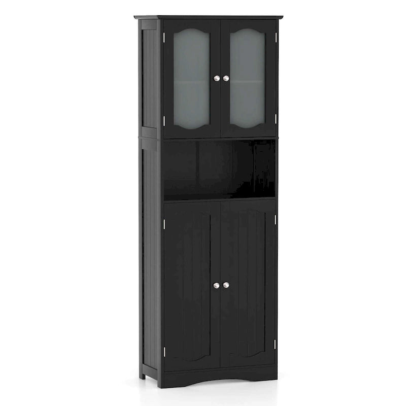Meuble de rangement de salle de bain autoportant de 164 cm de haut avec étagères – Meuble de rangement au sol