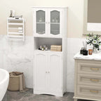 Meuble de rangement de salle de bain autoportant de 164 cm de haut avec étagères – Meuble de rangement au sol