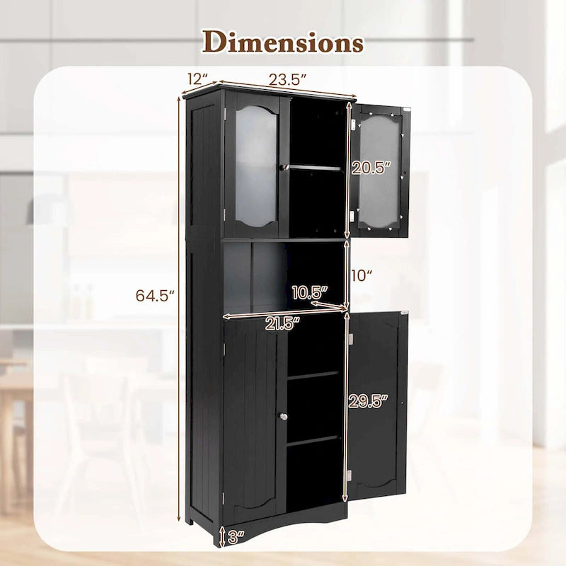 Meuble de rangement de salle de bain autoportant de 164 cm de haut avec étagères – Meuble de rangement au sol