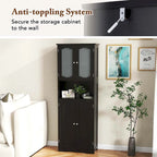 Meuble de rangement de salle de bain autoportant de 164 cm de haut avec étagères – Meuble de rangement au sol