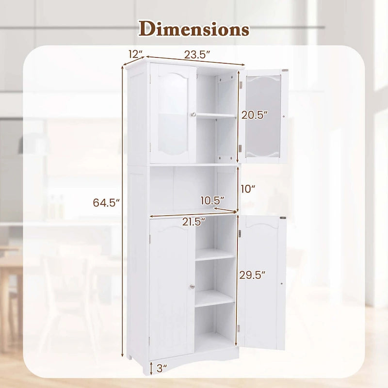 Meuble de rangement de salle de bain autoportant de 164 cm de haut avec étagères – Meuble de rangement au sol