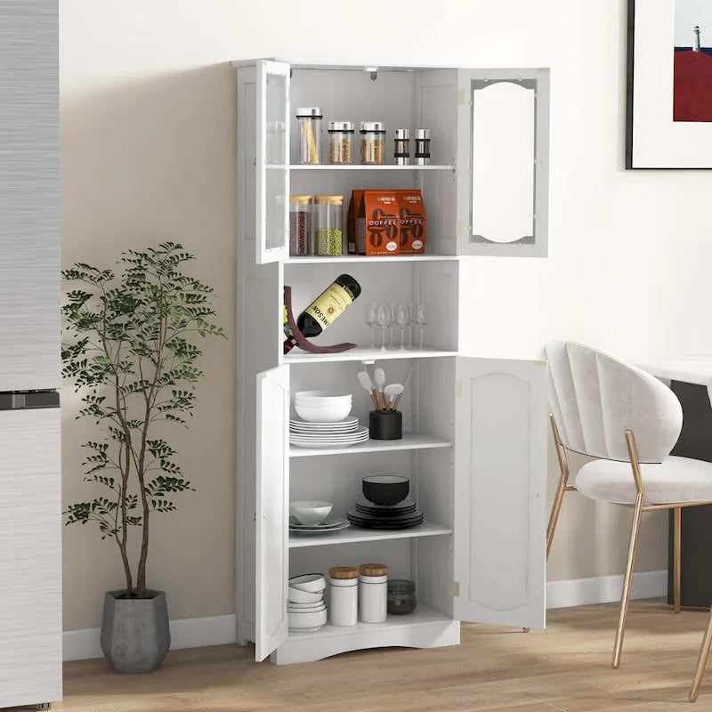 Meuble de rangement de salle de bain autoportant de 164 cm de haut avec étagères – Meuble de rangement au sol