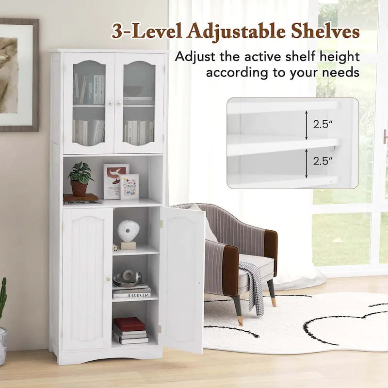 Meuble de rangement de salle de bain autoportant de 164 cm de haut avec étagères – Meuble de rangement au sol