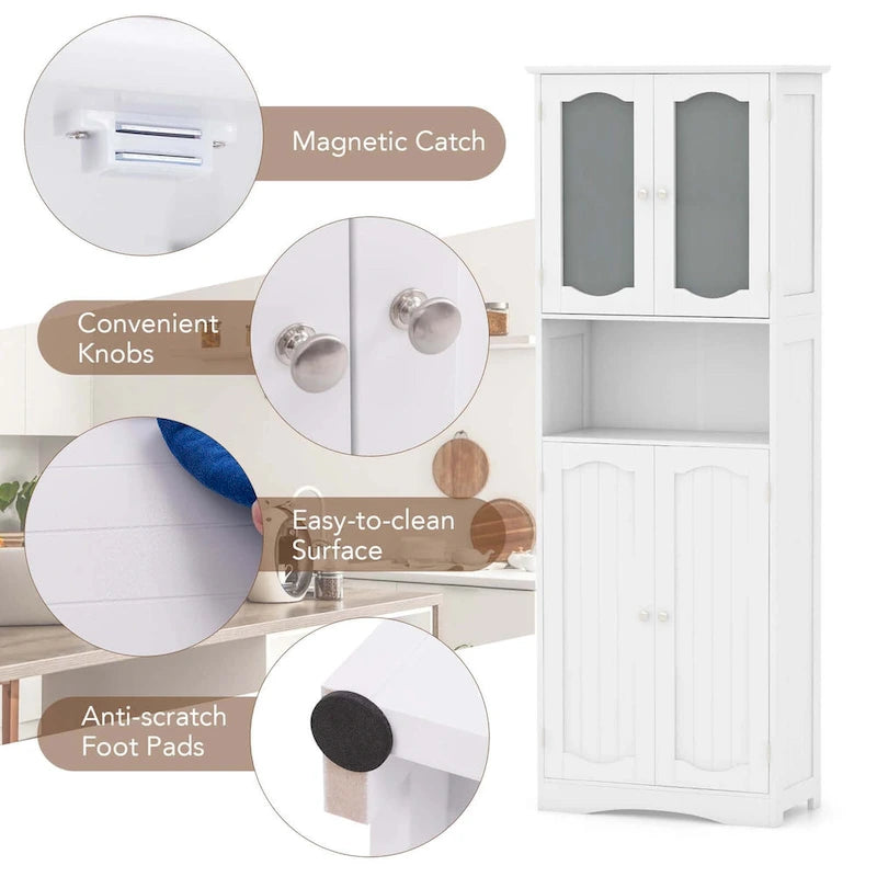 Meuble de rangement de salle de bain autoportant de 164 cm de haut avec étagères – Meuble de rangement au sol