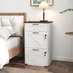 Porte de Grange en Bois 3 Tiroirs avec Serrure 78 cm H