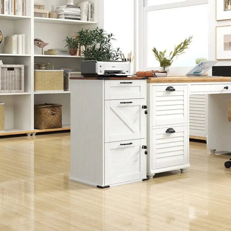 Porte de Grange en Bois 3 Tiroirs avec Serrure 78 cm H
