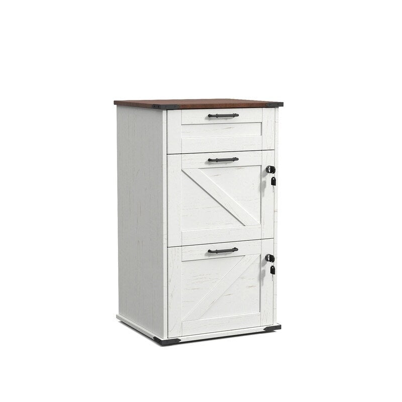 Porte de Grange en Bois 3 Tiroirs avec Serrure 78 cm H