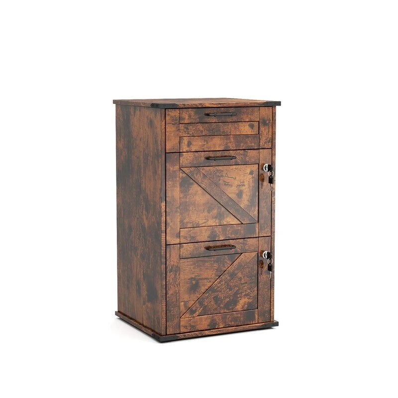 Porte de Grange en Bois 3 Tiroirs avec Serrure 78 cm H