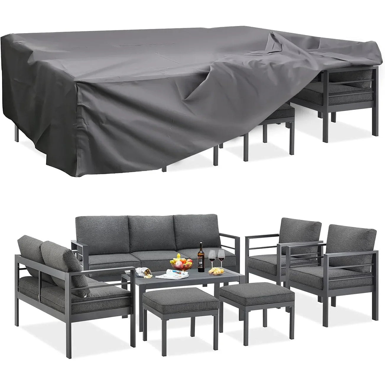 AECOJOY Ensemble de 7 Meubles de Jardin en Aluminium pour Extérieur