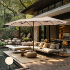 MAISON ARTS Grand Parasol Double Face de 4,5 m avec Base Incluse pour Patio