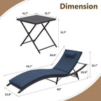 Ensemble de 3 chaises longues d'extérieur Kullavik