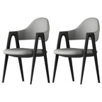 Chaise de salle à manger moderne en cuir à dossier ouvert et incurvé avec accoudoirs