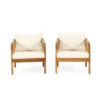 Ensemble de fauteuils de club en bois d'acacia et osier Jabe Outdoor de Christopher Knight Home