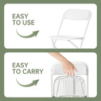 Chaise pliante en plastique, lot de 10, capacité de 158 kg pour événements, bureau, mariage, fête, pique-nique, cuisine, salle à manger