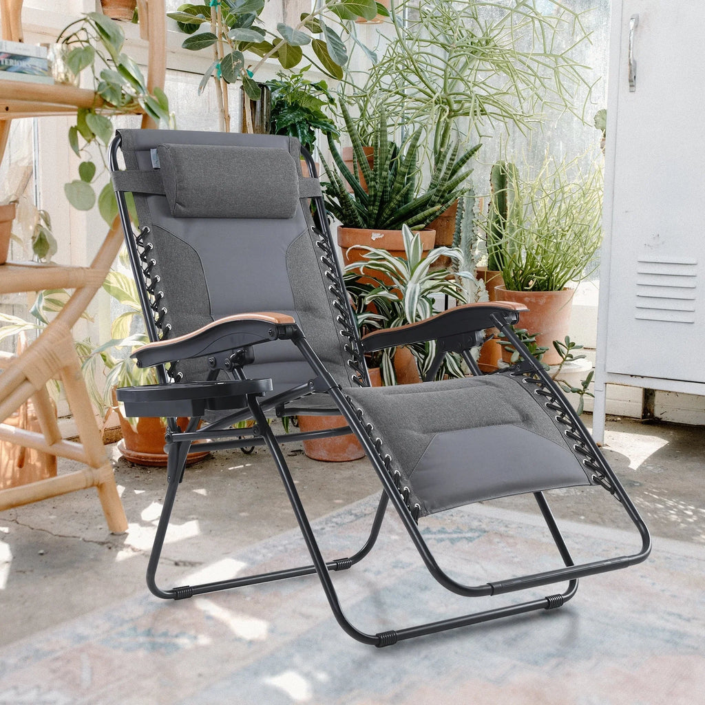 Fauteuil de relaxation zéro gravité XL surdimensionné rembourré avec accoudoirs plus larges et porte-gobelet réglable - N/A