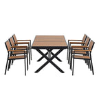 Ensemble de salle à manger d'extérieur extensible 7 pièces avec table extensible et 6 fauteuils