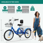 26 Tricycle Adulte 3 Roues 7 Vitesses