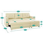 Canapé d'angle réversible convertible avec lit gigogne, méridienne de rangement et pieds durables