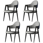 Chaise de salle à manger moderne en cuir à dossier ouvert et incurvé avec accoudoirs