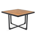 Ensemble de salle à manger d'extérieur 18 pièces en bois d'acacia, 8 chaises rembourrées, 8 poufs et 2 tables carrées