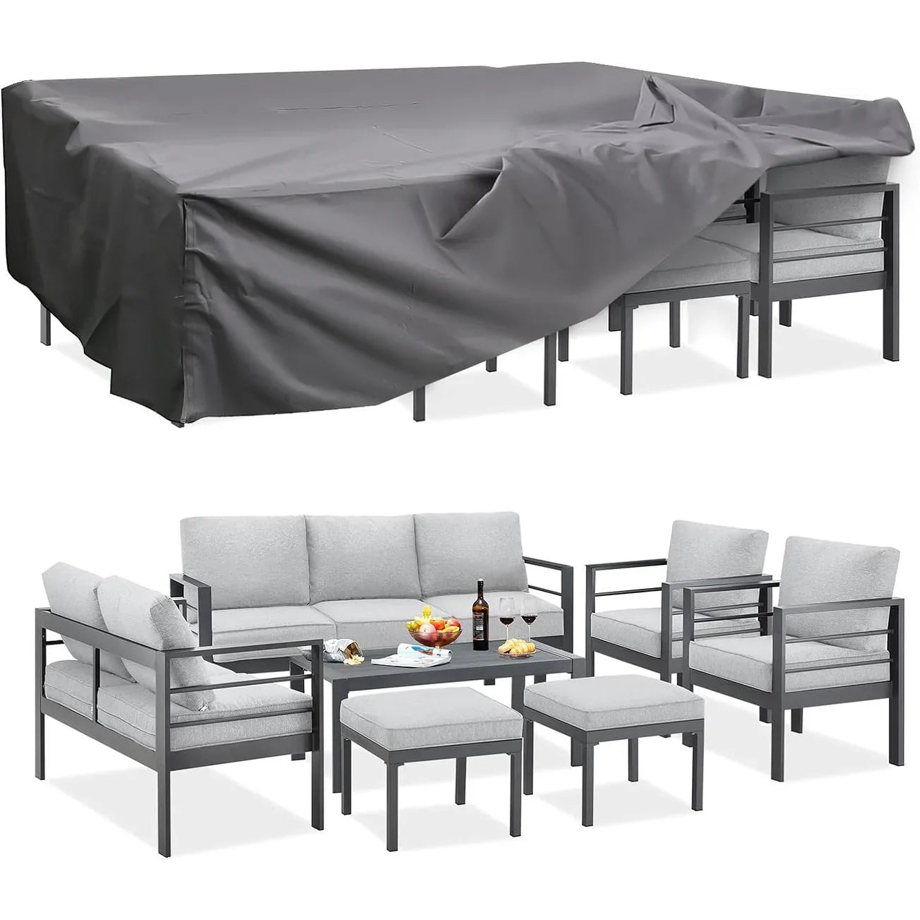 AECOJOY Ensemble de 7 Meubles de Jardin en Aluminium pour Extérieur