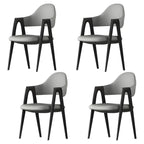 Chaise de salle à manger moderne en cuir à dossier ouvert et incurvé avec accoudoirs