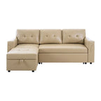 Canapé d'angle réversible convertible avec lit gigogne, méridienne de rangement et pieds durables