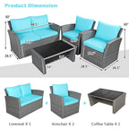 Ensemble de 4 pièces de canapé de patio avec table basse, salon de jardin